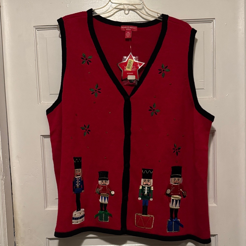 Merry Christmas Red Nutcracker Vest 3X